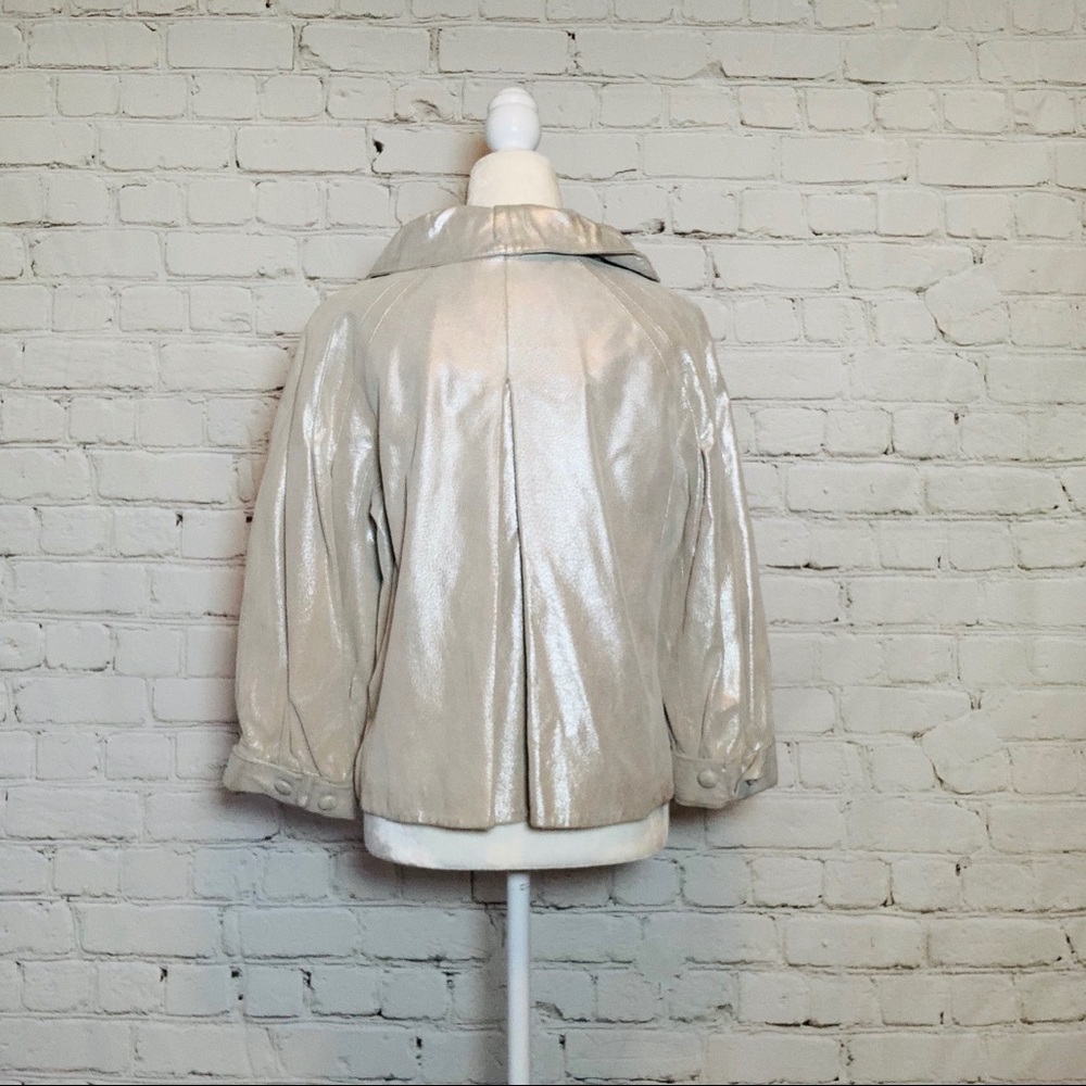 Rare 100% Leather Silver Statement Jacket - image 7